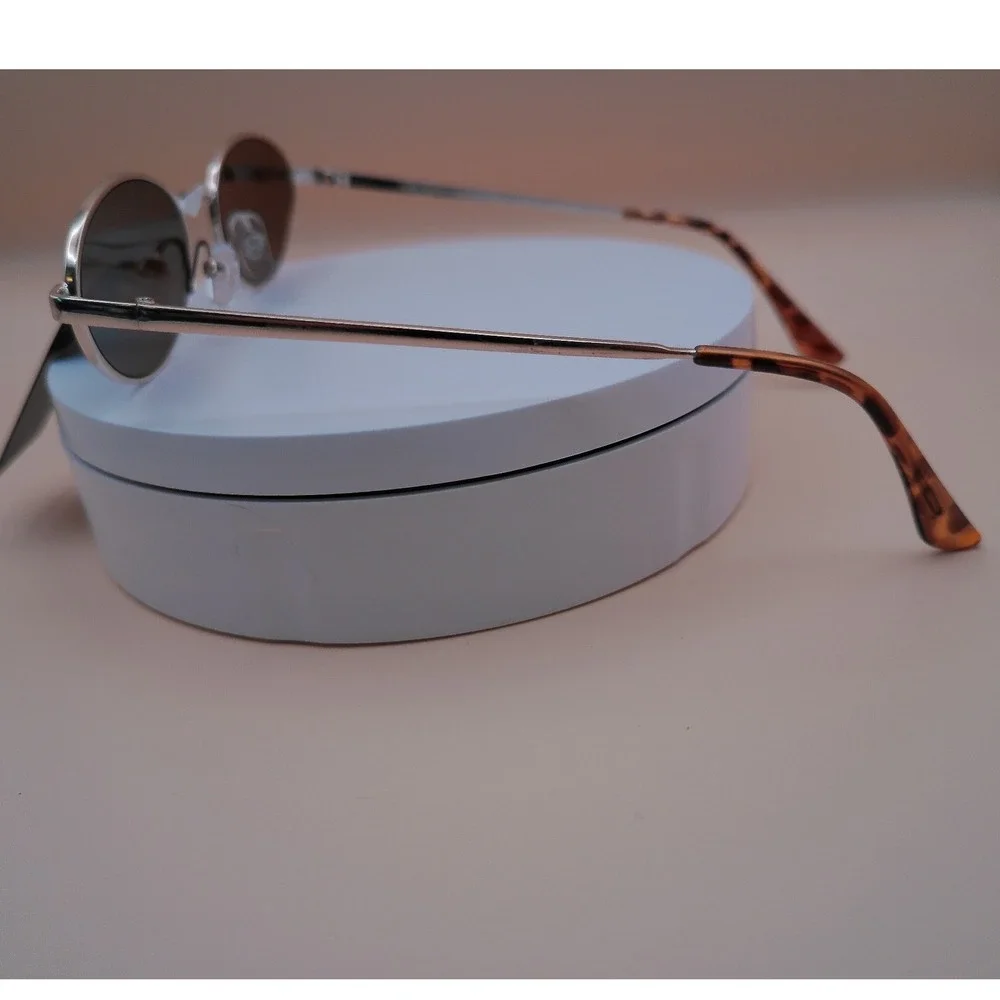 Rampage Womens Y2K Silver Oval Wire Frame Sunglasses Brown Lenses Tortoise NWT